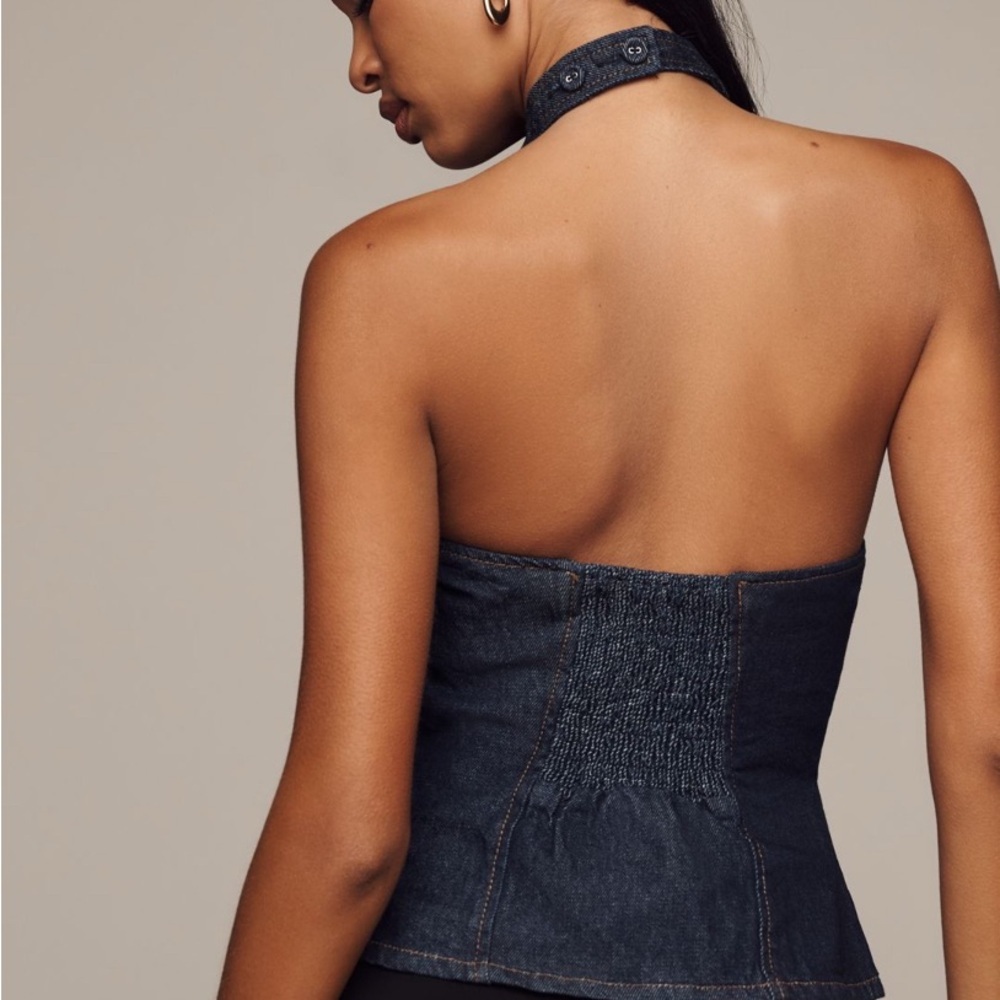 NWT REFORMATION TATE DENIM TOP - Picture 5 of 6